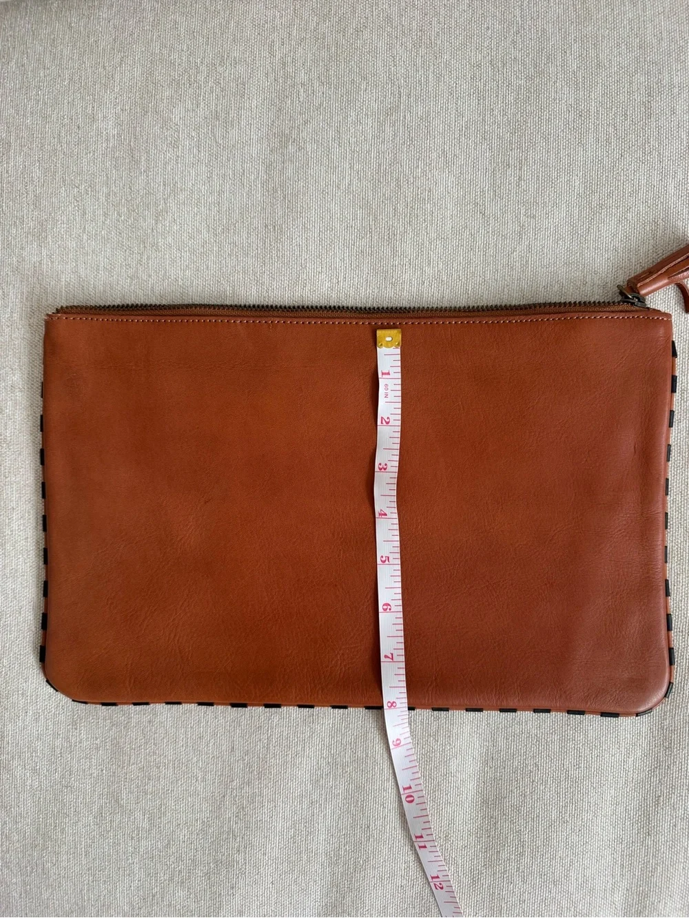 Madewell Tan Leather Zip Clutch
